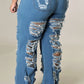 Ripped and Distressed Flare Jeans