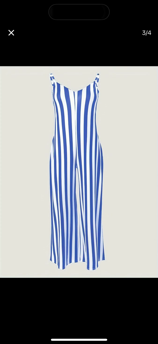 Striped Backless Jumpsuit