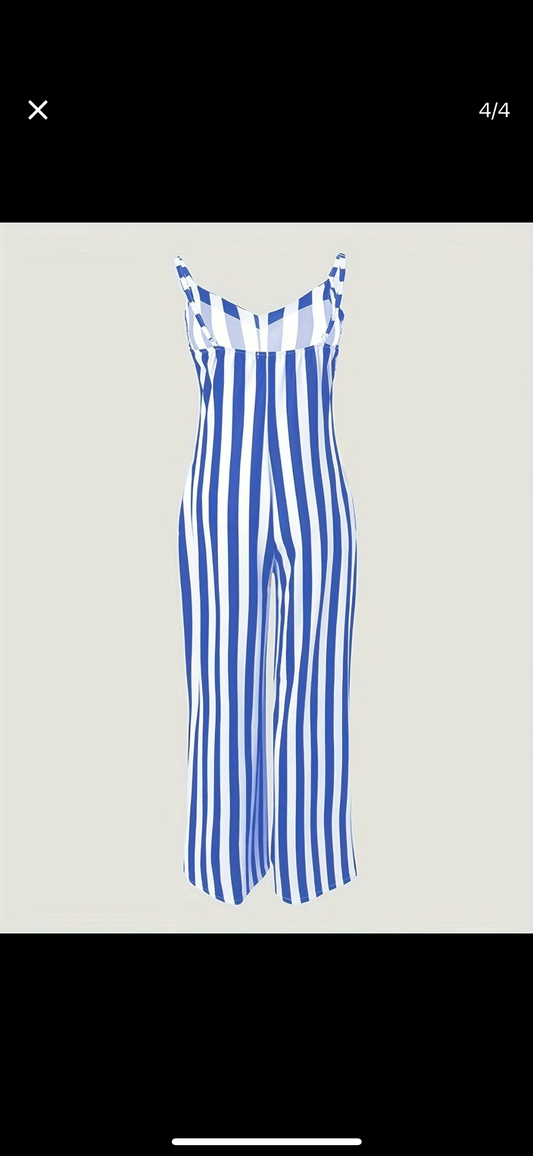 Striped Backless Jumpsuit